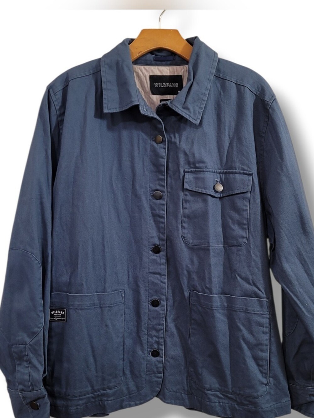 Wildfang Cotton Worker Chore Jacket Blue Chambray XXL Overshirt Lined